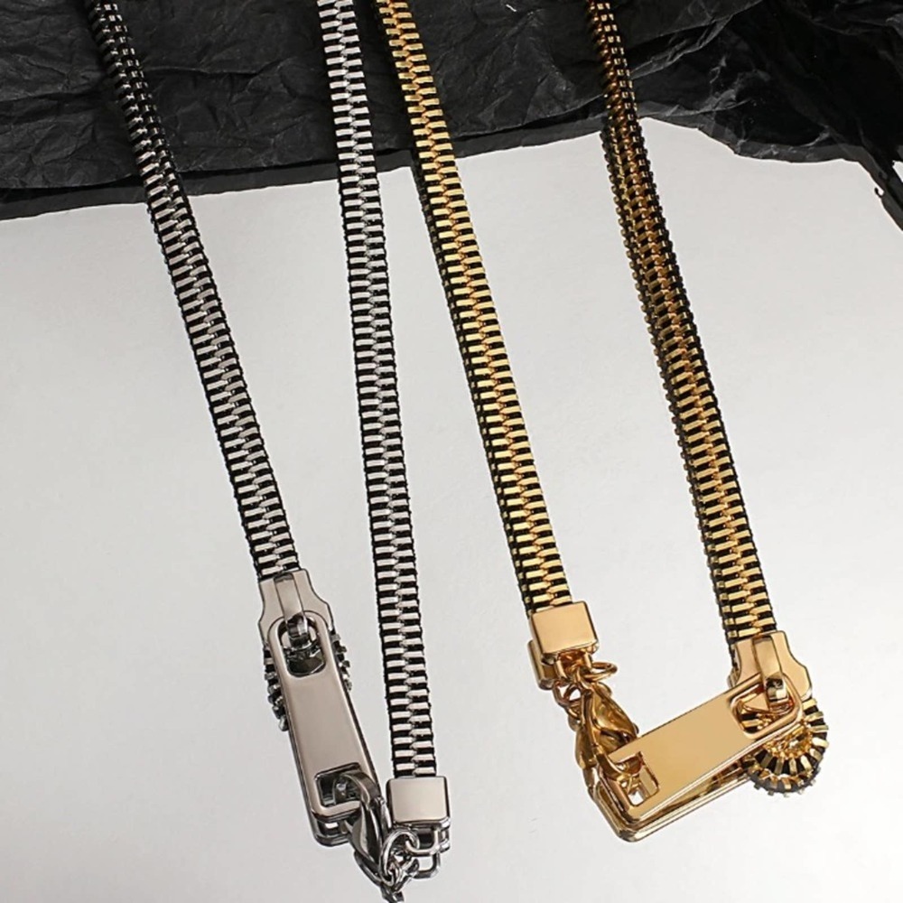 Gold Zipper Punk Minimalist Versatile Necklace - Picture 8 of 15